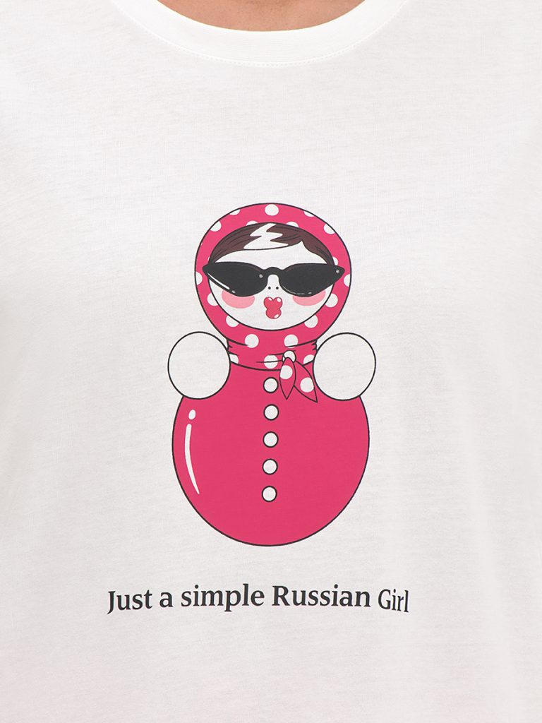 Пижама MINIMI Alla Russa футболка оверсайз и брюки, хлопок с ироничным принтом