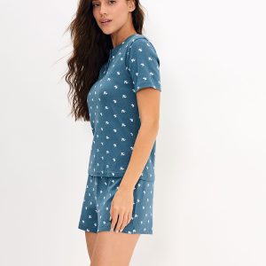 Пижама OMSA Pointelle Print AW26 футболка и шорты с планкой на пуговицах