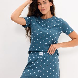 Пижама OMSA Pointelle Print AW26 футболка и шорты с планкой на пуговицах