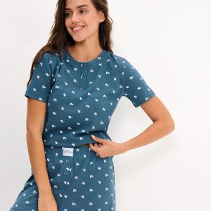 Пижама OMSA Pointelle Print AW26 футболка и шорты с планкой на пуговицах