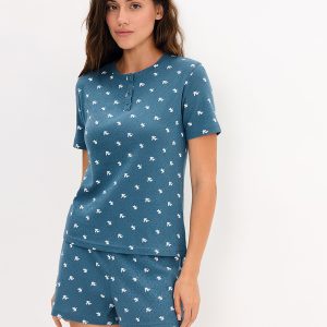 Пижама OMSA Pointelle Print AW26 футболка и шорты с планкой на пуговицах