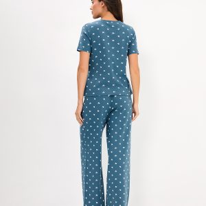 Пижама OMSA Pointelle Print AW26 футболка и брюки с планкой на пуговицах