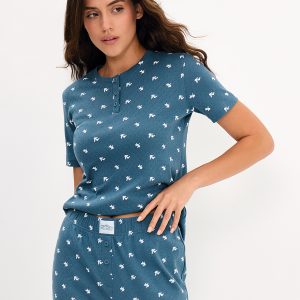 Пижама OMSA Pointelle Print AW26 футболка и брюки с планкой на пуговицах