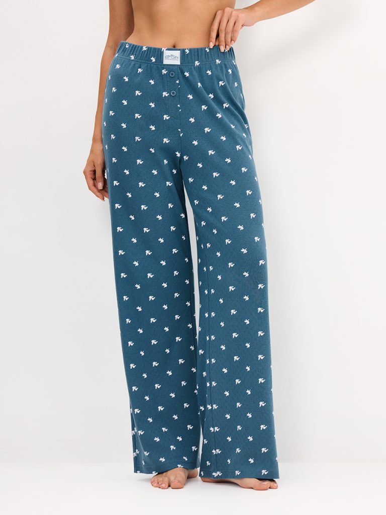 Пижама OMSA Pointelle Print AW26 футболка и брюки с планкой на пуговицах