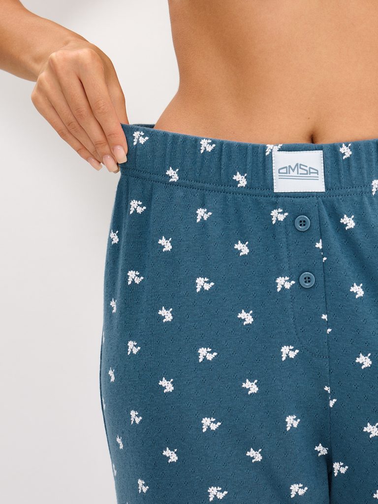 Пижама OMSA Pointelle Print AW26 футболка и брюки с планкой на пуговицах