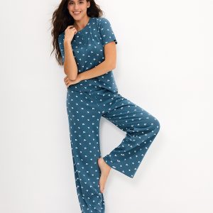 Пижама OMSA Pointelle Print AW26 футболка и брюки с планкой на пуговицах