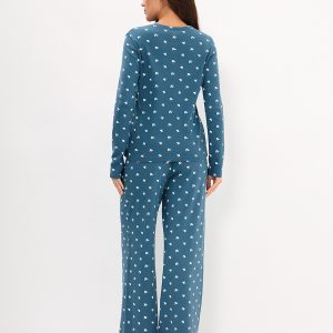 Пижама OMSA Pointelle Print AW26 лонгслив и брюки с планкой на пуговицах