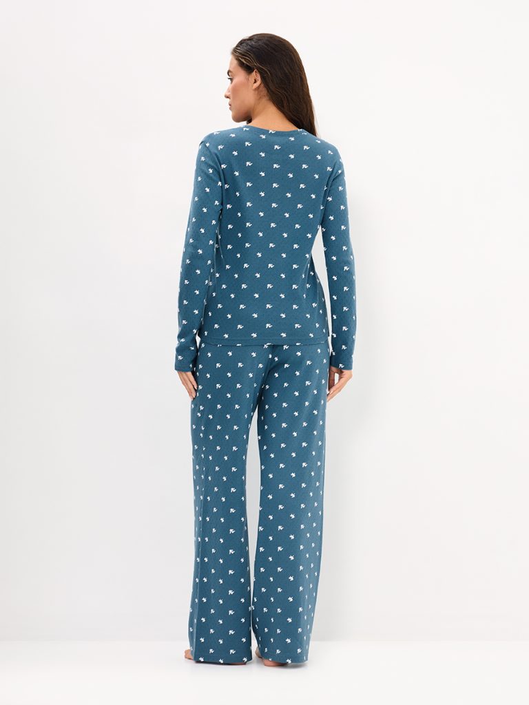 Пижама OMSA Pointelle Print AW26 лонгслив и брюки с планкой на пуговицах