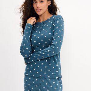 Пижама OMSA Pointelle Print AW26 лонгслив и брюки с планкой на пуговицах