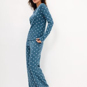 Пижама OMSA Pointelle Print AW26 лонгслив и брюки с планкой на пуговицах