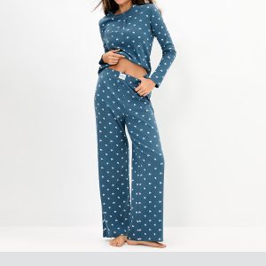 Пижама OMSA Pointelle Print AW26 лонгслив и брюки с планкой на пуговицах